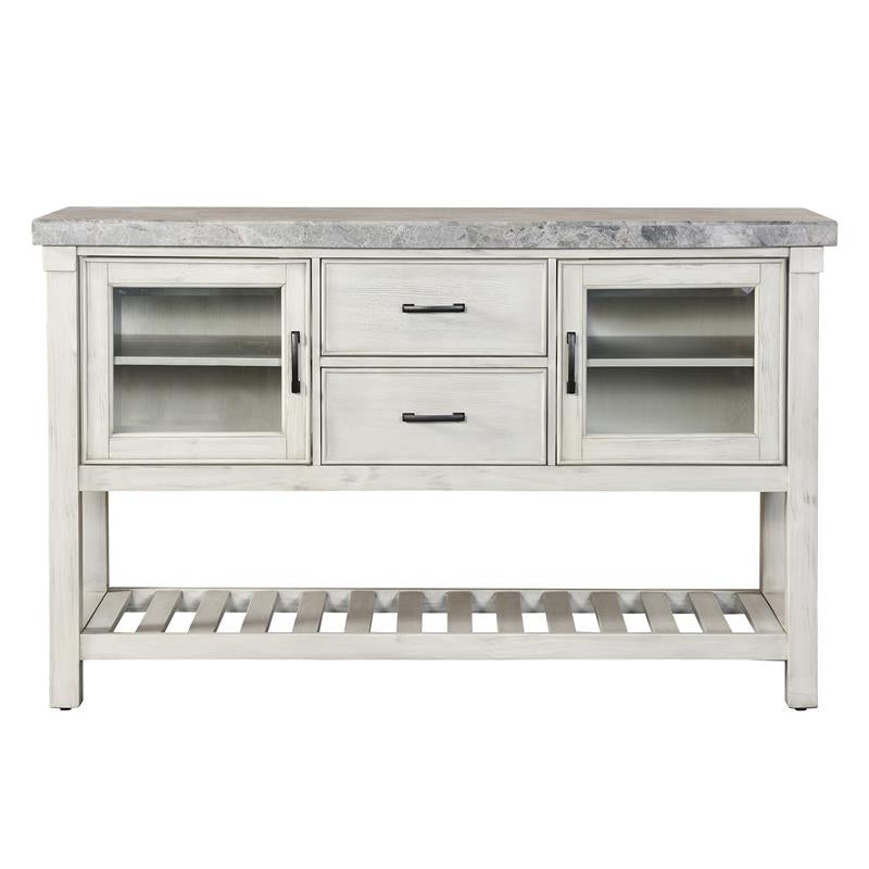Steve Silver Canova Weathered White Wood and Marble Top Server