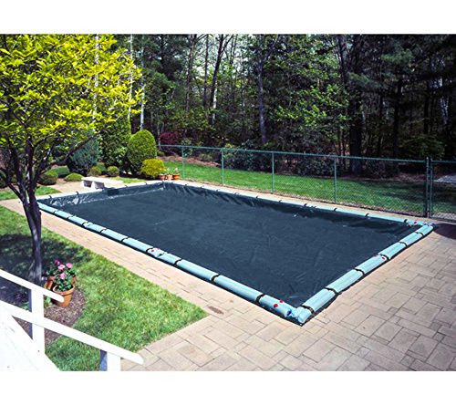 Buffalo Blizzard Deluxe Winter Cover with Waterbag Kit for 25-Foot-by-50-Foot Rectangle In-Ground or Above Ground Swimming Pools | Blue/Black Reversible | 5-Foot Additional Material