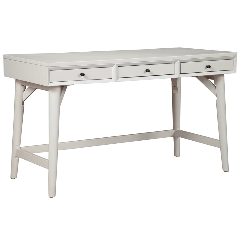 Large Wood 3 Drawer Desk in White