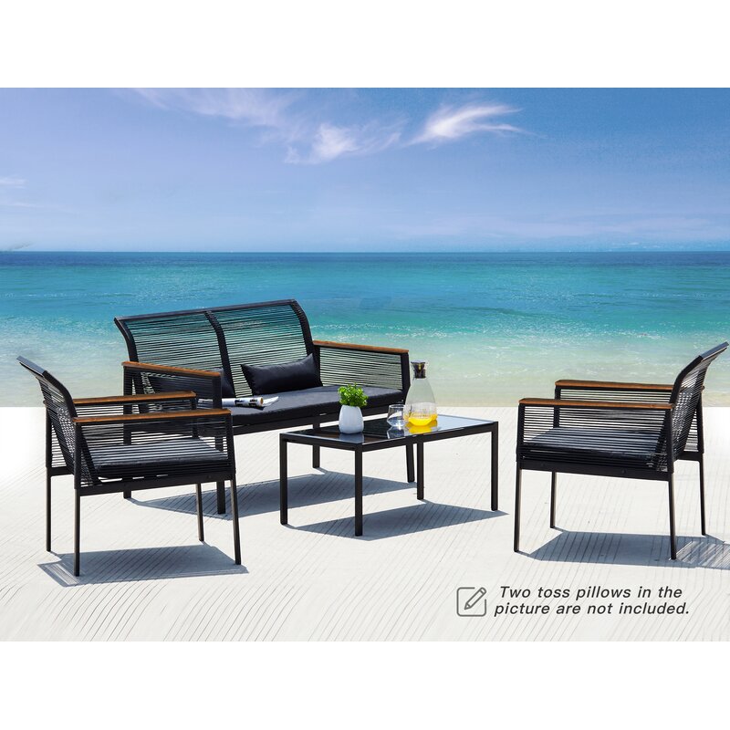 McAlester 4 Piece Sofa Seating Group with Cushions