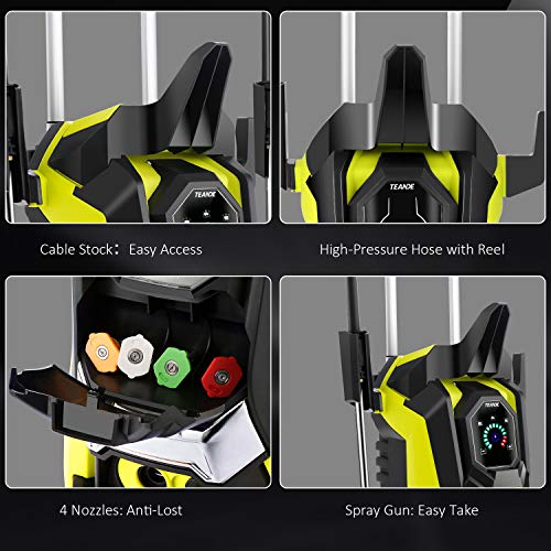 TEANDE Smart Pressure Washer 3800 PSI Electric High Powerful Touch Screen 3 Gear Level with Telescopic Handle