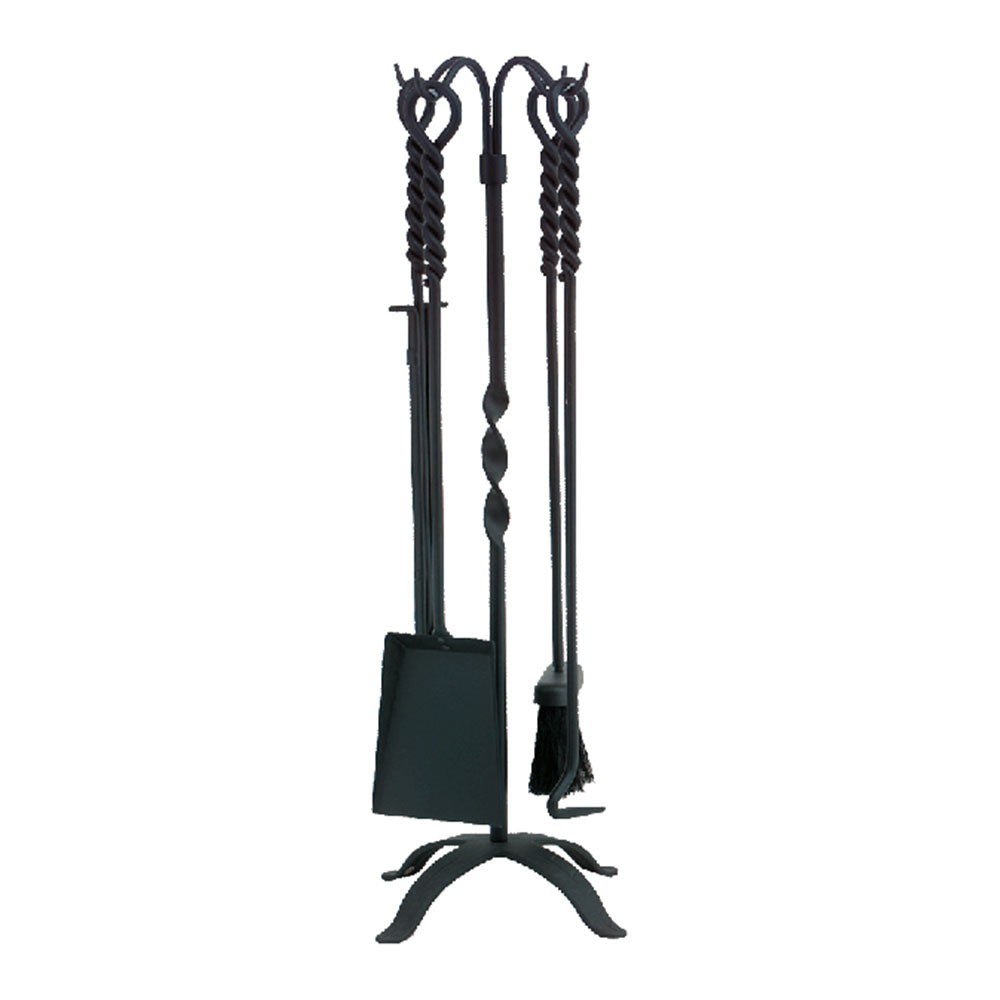 Dagan 5817 5-Piece Twist Black Wrought Iron Fireplace Tool