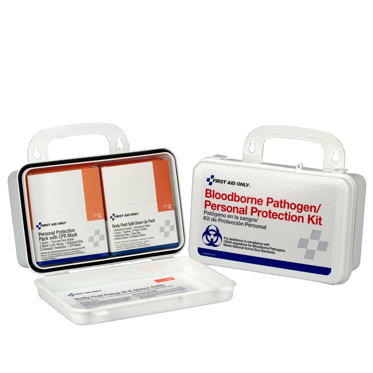 First Aid Only Blood Borne Pathogen (BBP) Unitized Spill Clean Up Kit with CPR, Plastic Case (4 per order)