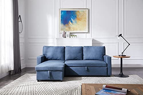 Rhomtree Leathaire Sectional Sofa Couch with Pull Out Bed 85