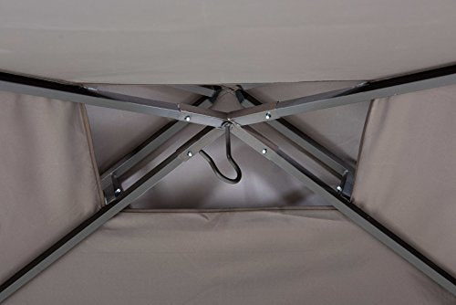 Sunjoy L-GG001PST-F 8' X 5' Soft Top Brown Double Tiered Canopy Grill Gazebo With 4Pcs Led Gazebo Grill,