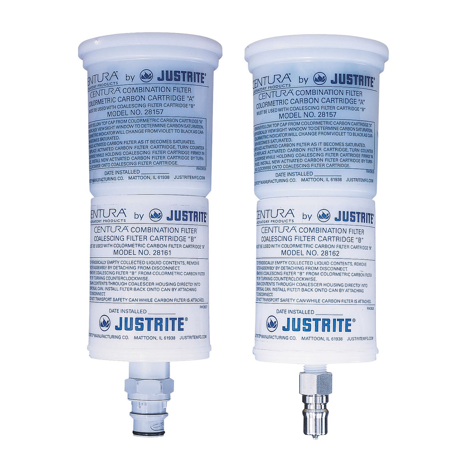 Justrite Coalescing/Carbon Filter with Disconnect, for HPLC Disposal Cans with Polyproplylene Disconnect