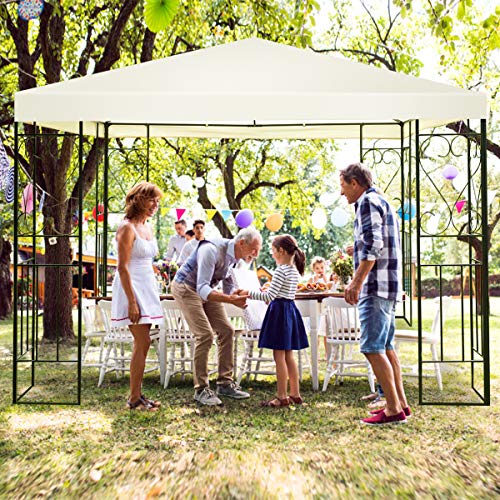Tangkula 10'x10' Patio Gazebo Canopy Tent Steel Frame Shelter Awning (Beige)