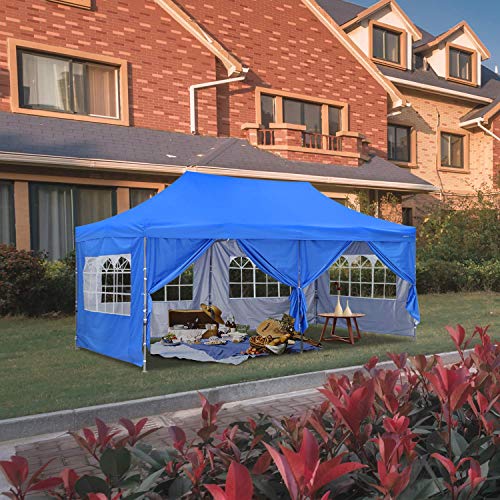 HYD-Parts Outdoor Patio 10x20 Ft Pop up Canopy Party Wedding Gazebo Tent (10x20 Ft, Blue)