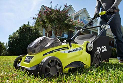 RYOBI 16 in. One+ 18-Volt Lithium-Ion Hybrid Walk Behind Push Lawn Mower Kit - with Batteries & Charger – P1121