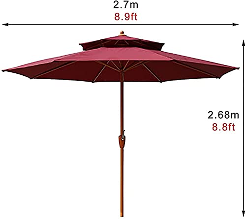 ガードレール Patio Umbrellas Family Porch Deck Backyard Beach Camping,Double Top Outdoor Shade Sunbrella (Color:Red;Size:2.68x2.7m)
