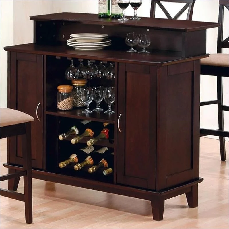Contemporary Home Bar in Rich Cappuccino Finish