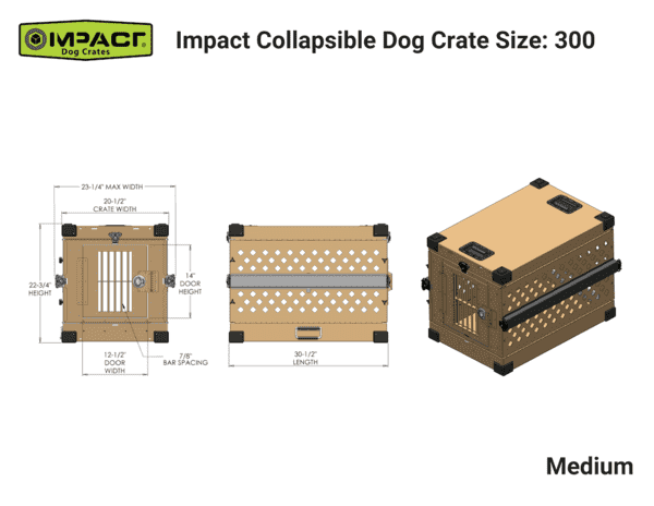 Grain Valley GVFoldCrate-M 30x19x22 Impact Collapsible Durable Aluminum Dog Crate Medium New