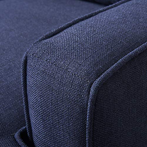 Serta Harmon Square Arm Reversible Sectional Sofa Living Room, Modern L-Shaped 3 Seat Fabric Couch, Dark Blue