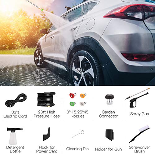 mrliance Electric Pressure Washer 3600 PSI 2.6 GPM Power Washer 1800W Pressure Washer with 4 Nozzles, Soap Bottle,Brush for Washing Car,Patio,Driveway,Garden (Pink)