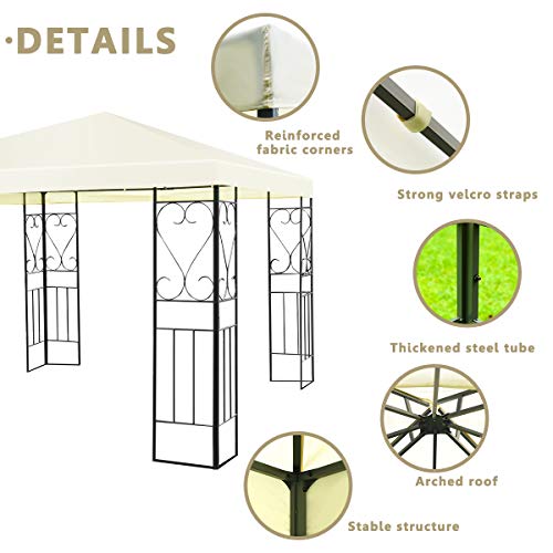 Tangkula 10'x10' Patio Gazebo Canopy Tent Steel Frame Shelter Awning (Beige)