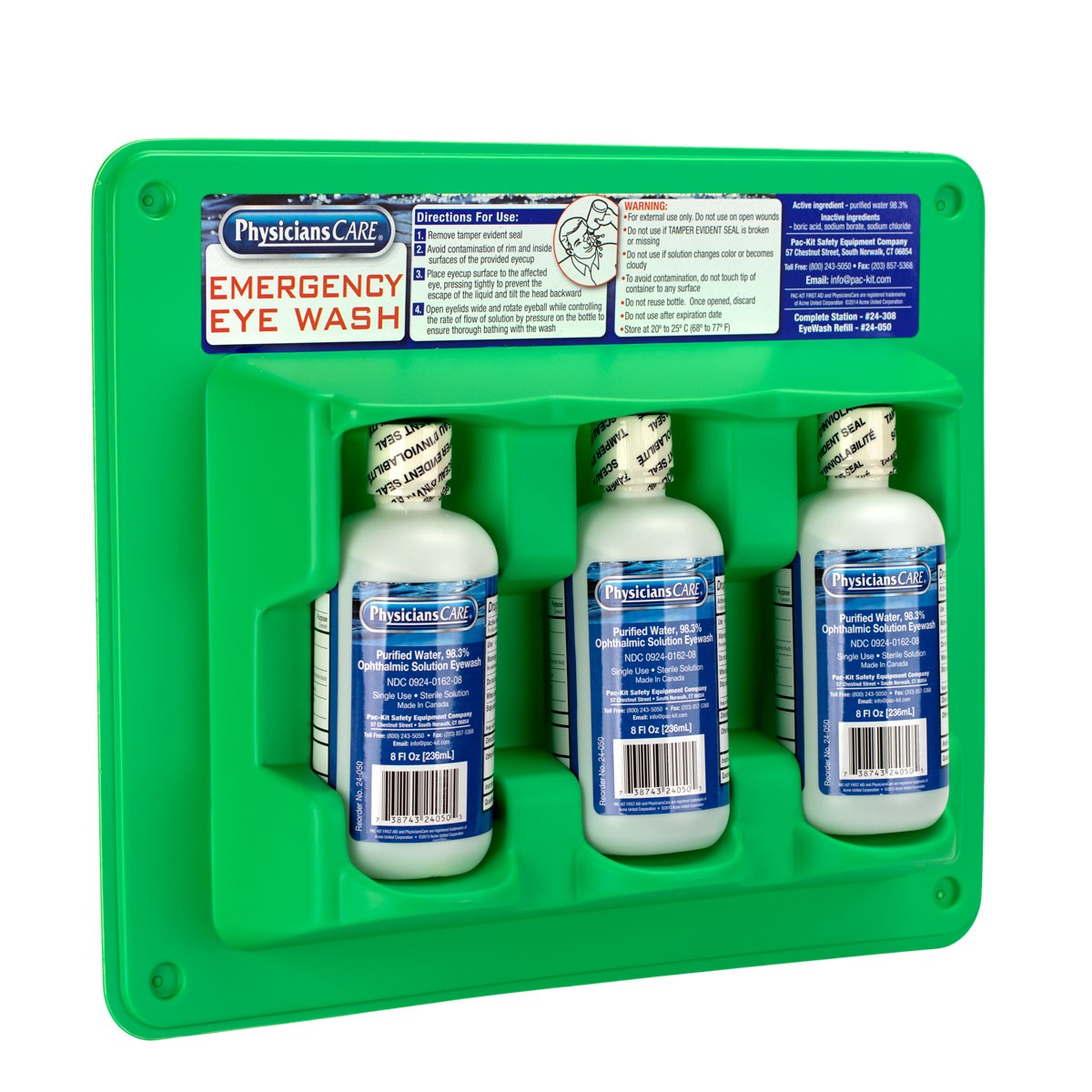 First Aid Only Eyewash Station, 8 oz. - Triple Screw Cap Bottles (6 per order)