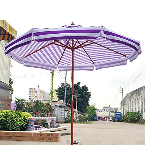 Purple/Black Garden Umbrella, Outdoor Patio Parasol Umbrellas, Waterproof Polyester Fabric, with 8 Strong Ribs, Used for Lawn, Deck, Backyard, Swimming Pool