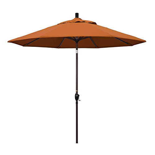 California Umbrella GSPT908117-5417 9' Round Aluminum Market, Crank Lift, Push Button Tilt, Bronze Pole, Sunbrella Patio Umbrella, 9-Feet, Tuscan Orange