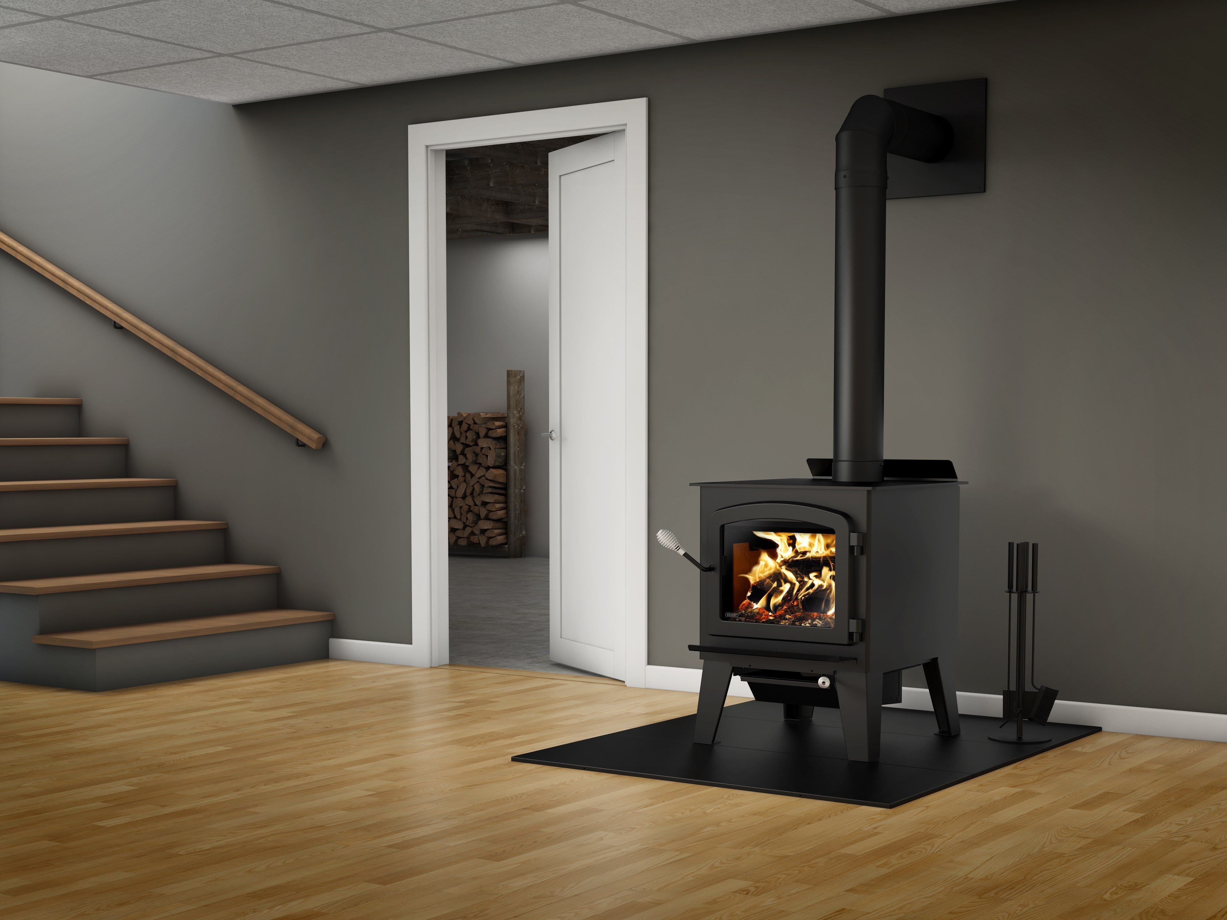 Drolet Austral III 2,300 Sq. Ft. Wood Stove With Steel Legs New
