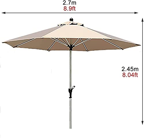 Patio Umbrella Garden Patio Parasol Family Porch Picnics Deck Courtyard Beach Camping Barbecue Bar Table Umbrella GCSQF210525(Color:Beige;Size:2.45X2.7M)