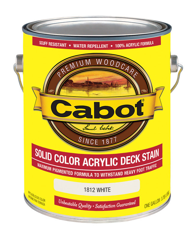 Cabot Solid 1812 Ultra White Water-Based Acrylic Deck Stain 1 gal. (Pack of 4)