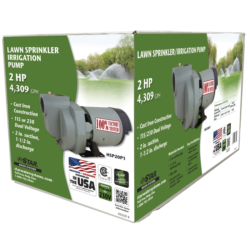 Star Water Systems  2 hp 4,309 gph Cast Iron  Sprinkler Pump