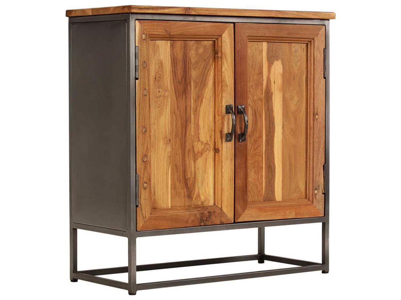 vidaXL Recycled Teak Wood Sideboard Steel Rustic Storage Cabinet Side Table