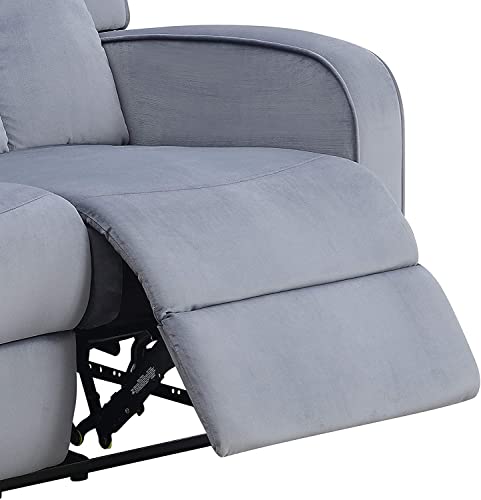 AC Pacific Dale Mid Century Modern Upholstered Living Room Reclining Seat with Curve Arms and Back Cushions, Loveseat, Flint Grey