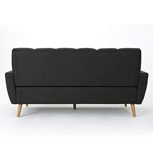 Christopher Knight Home Treston Mid-Century Fabric Sofa, Black / Natural