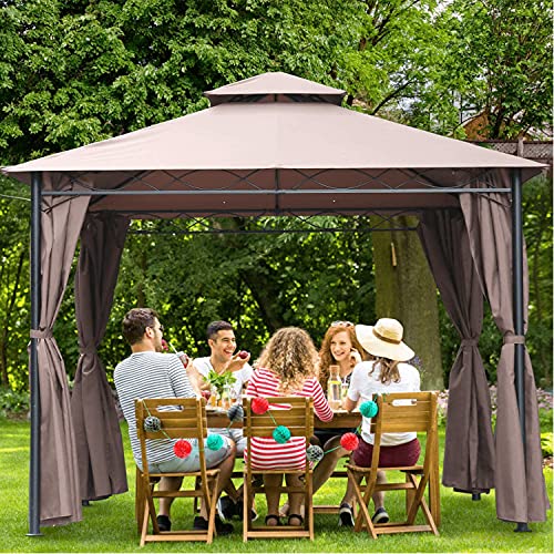 Patio Canopies Gazebos Pergolas 10' X 13' UV Block Sun Shade Heavy Duty Shelter with Durable Steel Frame & Vented Top, Outdoor Waterproof Soft Roof Pavilion for Patio Outdoor Garden Events (10' X 13')