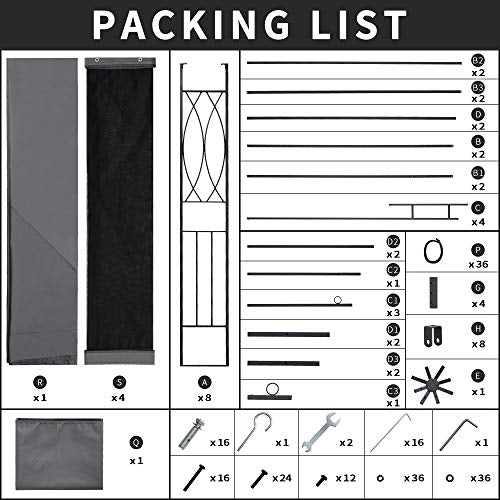 PAMAPIC 13x11 Gazebo Canopy Tent, for Sun and Rain, with Skylight and Mosquito net, Waterproof Soft Metal roof Pavilion, for Lawn, Garden, Backyard and Deck (Gray)