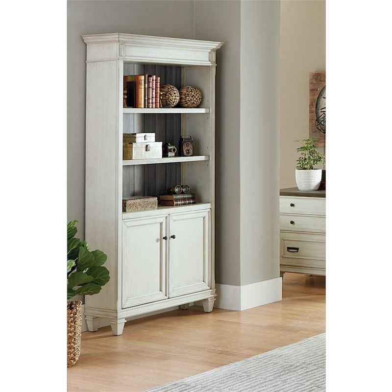 Martin Furniture Wood Bookcase with Lower Doors in White