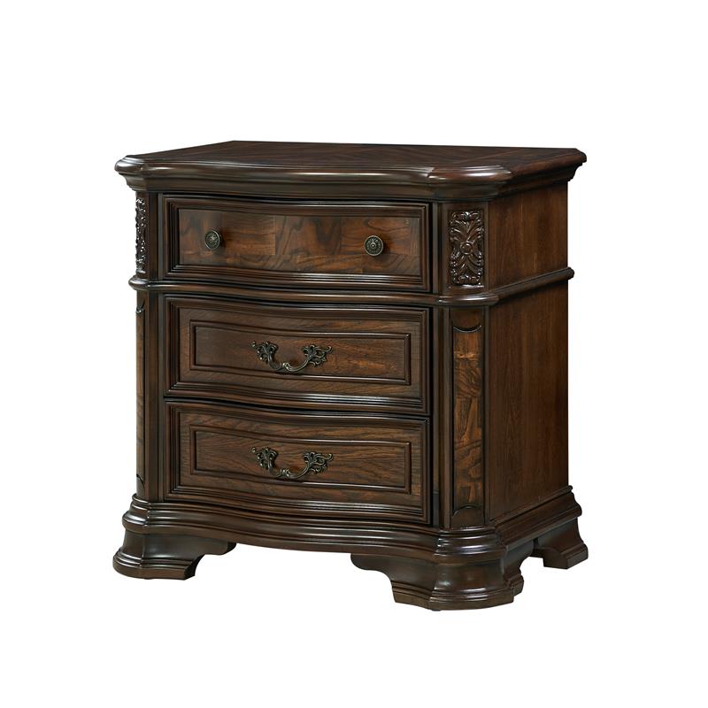 Royale Brown Cherry 3-Drawer Nightstand