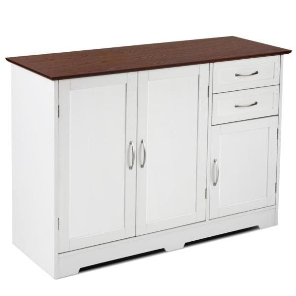 White Buffet Storage Cabinet Kitchen Sideboard with Adjustable Shelves