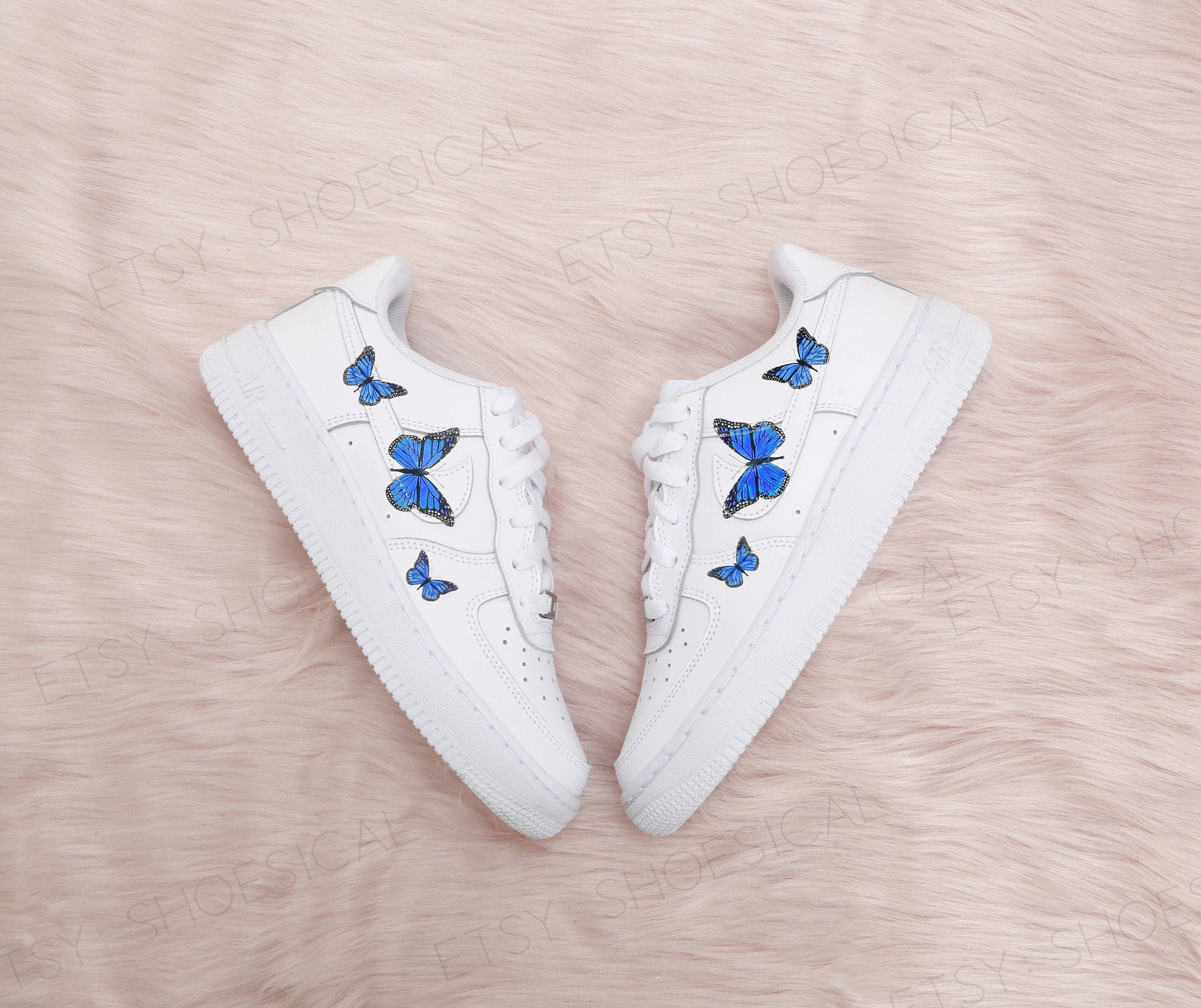 Blue Butterfly Nike Air Force 1 Custom Air Force Ones Mens Womens