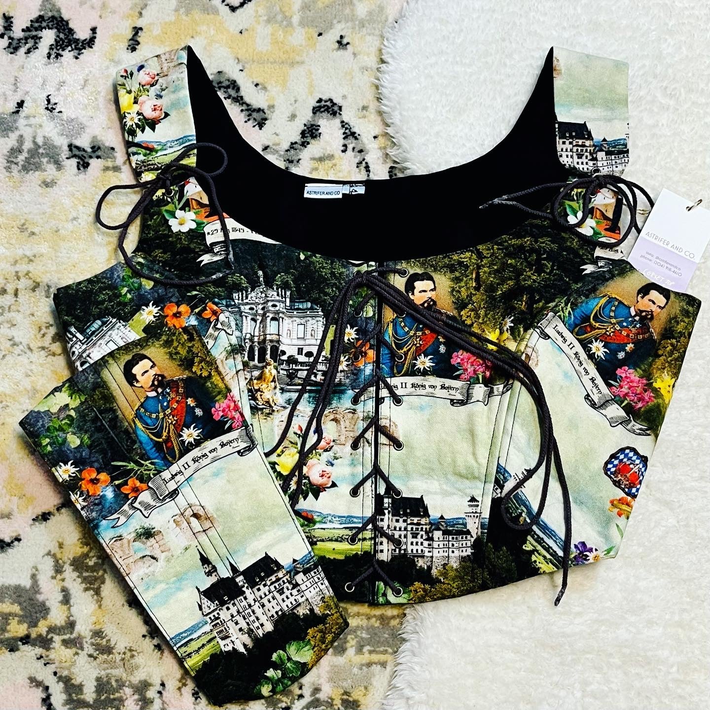 Front Lacing Corset Top with Adjustable Straps in Vintage canvas - Size EU 44 (L/XL)