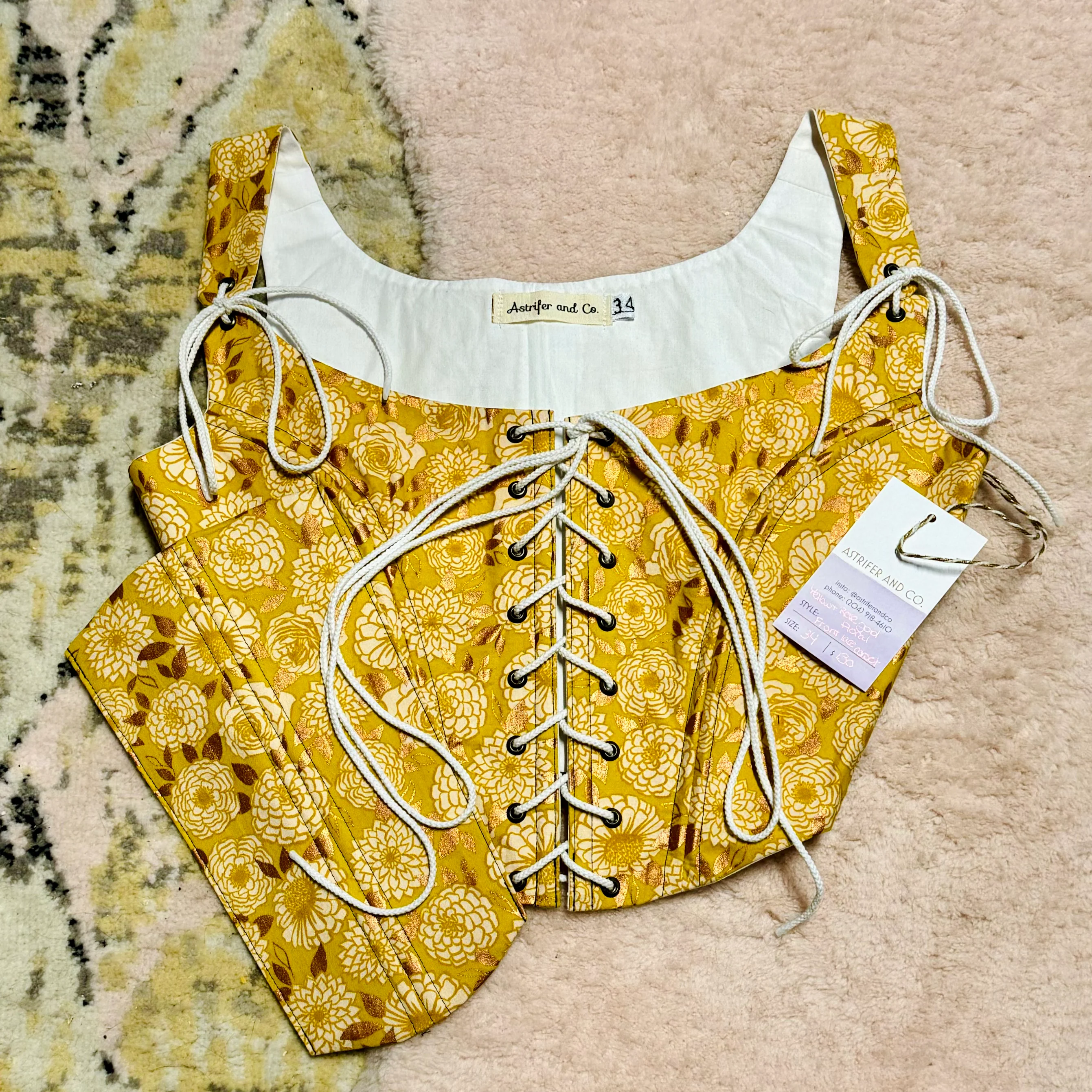 Front Lace Corset in Yellow and Rose Gold