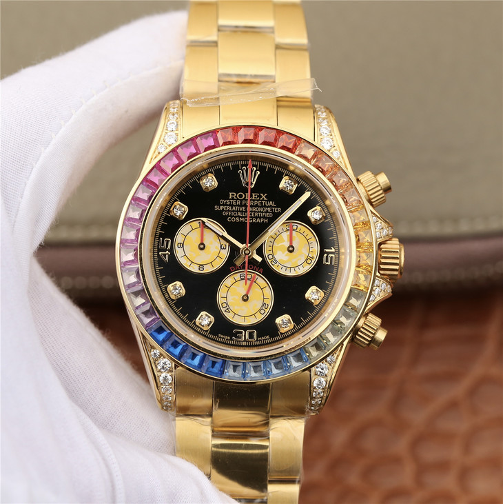 Daytona Rainbow Diamond Yellow Gold 40mm