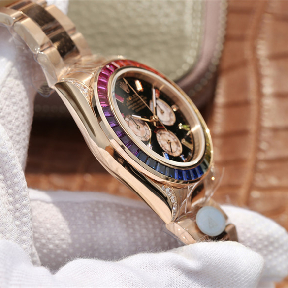 Daytona Rainbow Rose Gold Black Dial 40mm