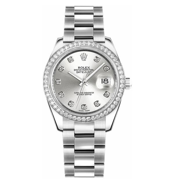 Datejust Silver Diamond Oyster Bracelet 31mm