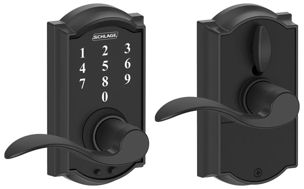 Schlage Fe695-Cam-Acc Camelot Touch Entry Door Lever Set - Black