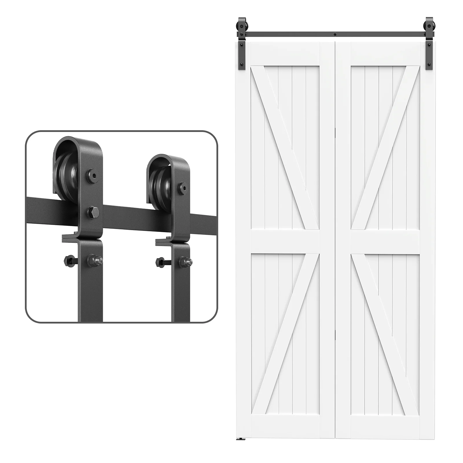 Bi-Folding Sliding Barn Door Hardware Kit - 3FT - Black - 10.15 - Upgrade Indoor Doors
