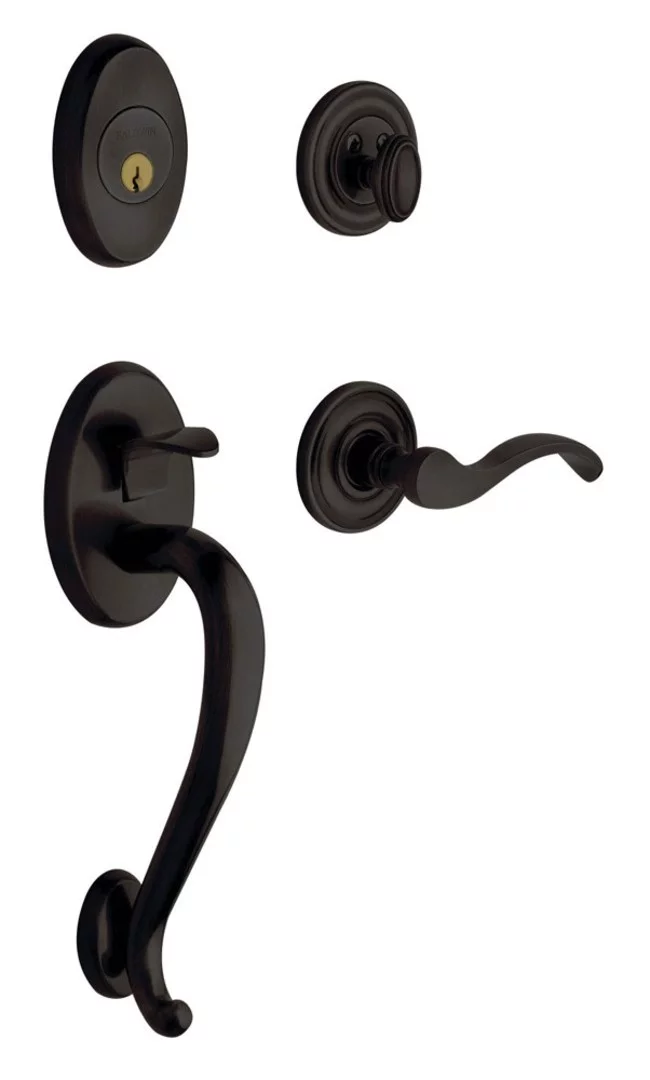 Baldwin 85315102LFD 2 Left Hand Logan Dummy Handleset with Wave Interior Lever, Oil-Rubbed Bronze