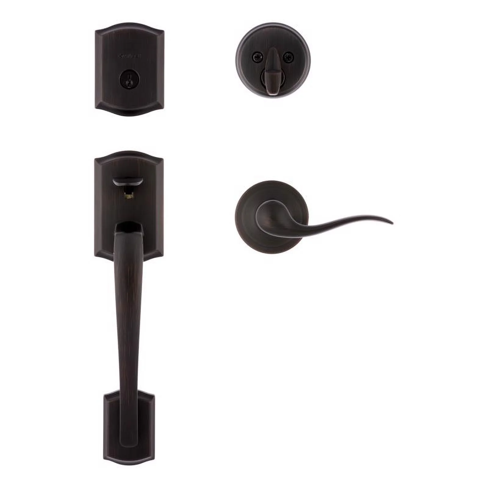 Kwikset Prescott Venetian Bronze Entry Handleset 1-3/4 in.