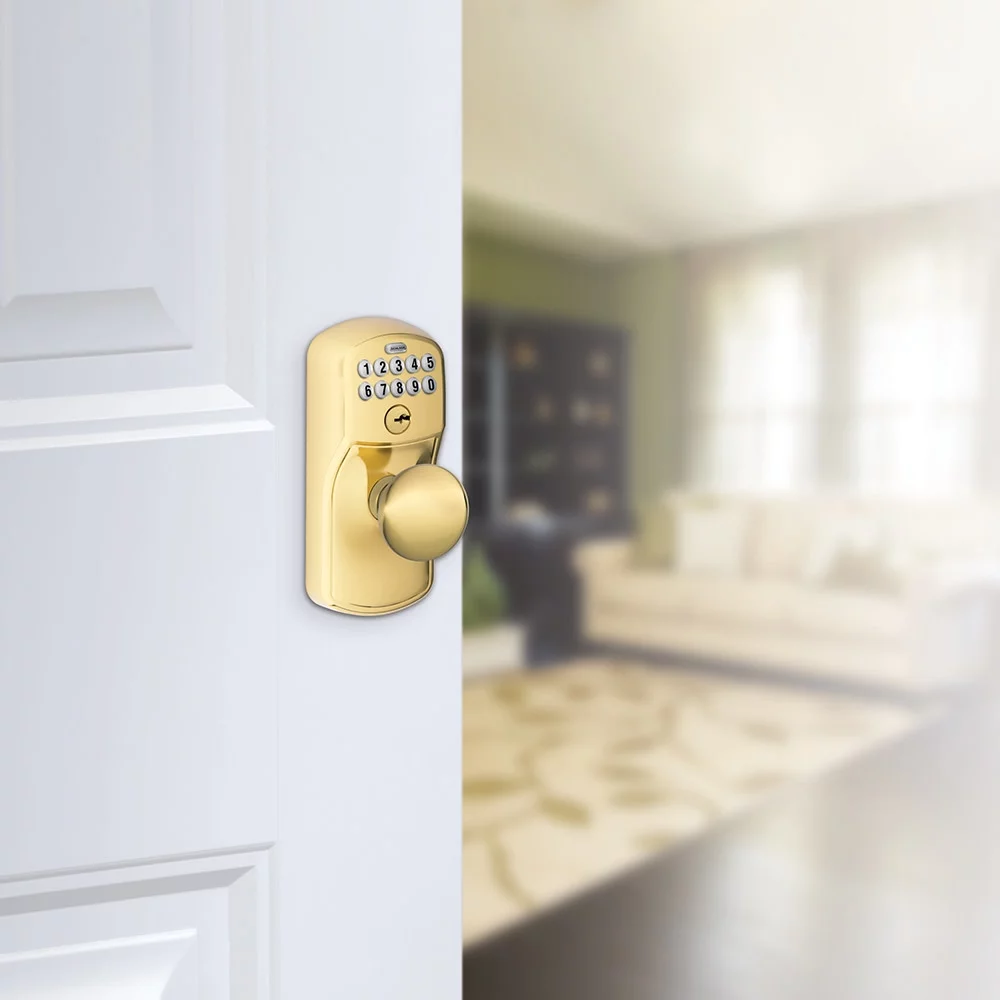 Schlage Fe595-Ply-Ply Plymouth Keypad Entry - Brass