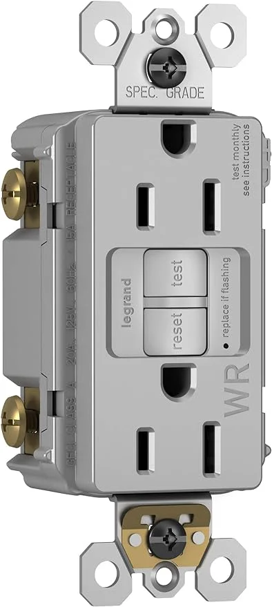 Legrand - Pass & Seymour Radiant Outdoor Self-Test GFCI Outlet, GrayGFCI Electrical Outlet, Weather Resistant GFCI Outlet, 15 Amps, 125 Volts, 1597TRWRGRYCCD4, 1 Count