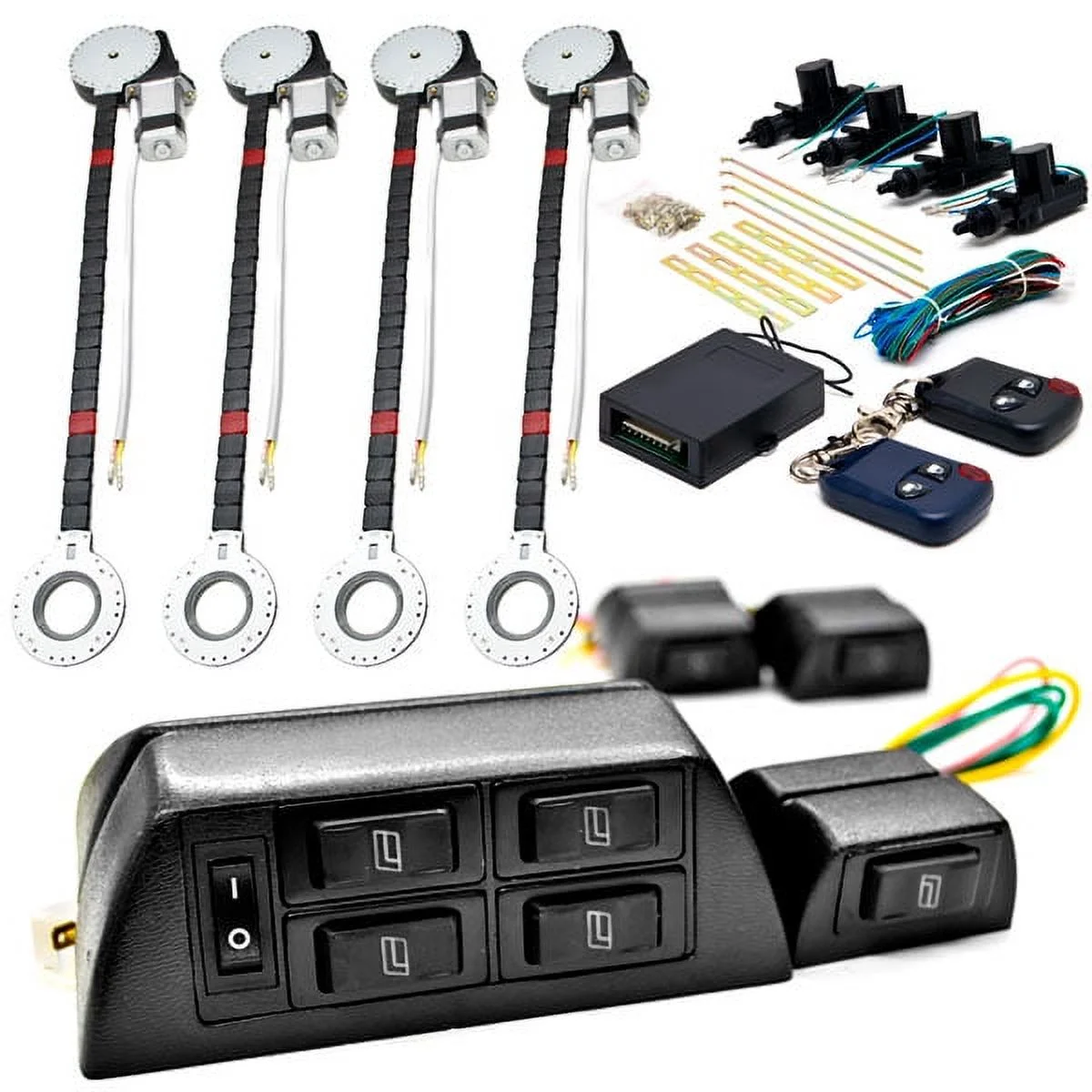 Biltek 4x Door Car Power Window + Keyless Door Unlock Kit Compatible with Mercury / Oldsmobile Cougar Marquis LN7 Lynx