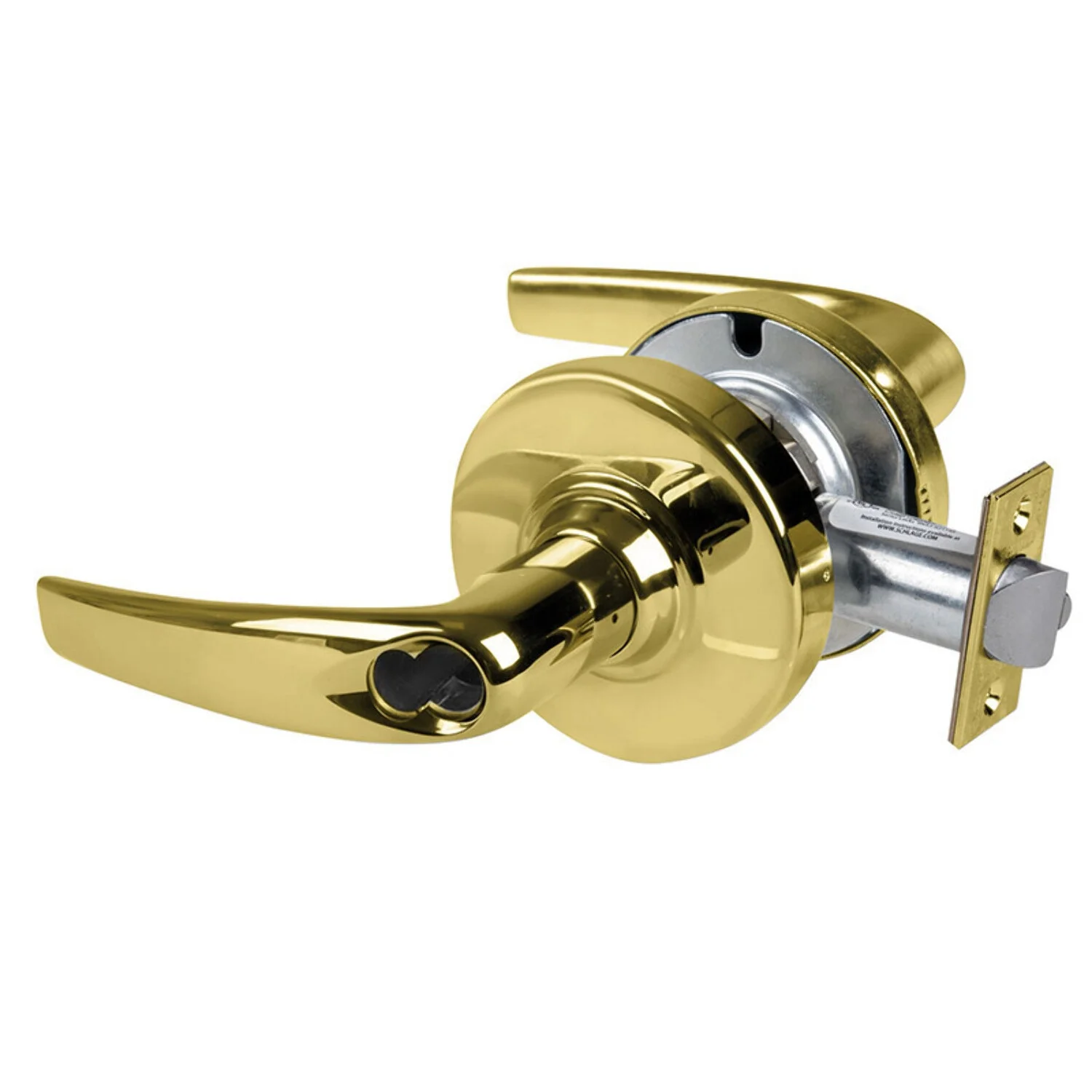 Schlage ND80JD ATH 605 Grade 1 Storeroom Lock Athens Lever Schlage FSIC Prep Less Core Bright Brass Finish Non-Handed