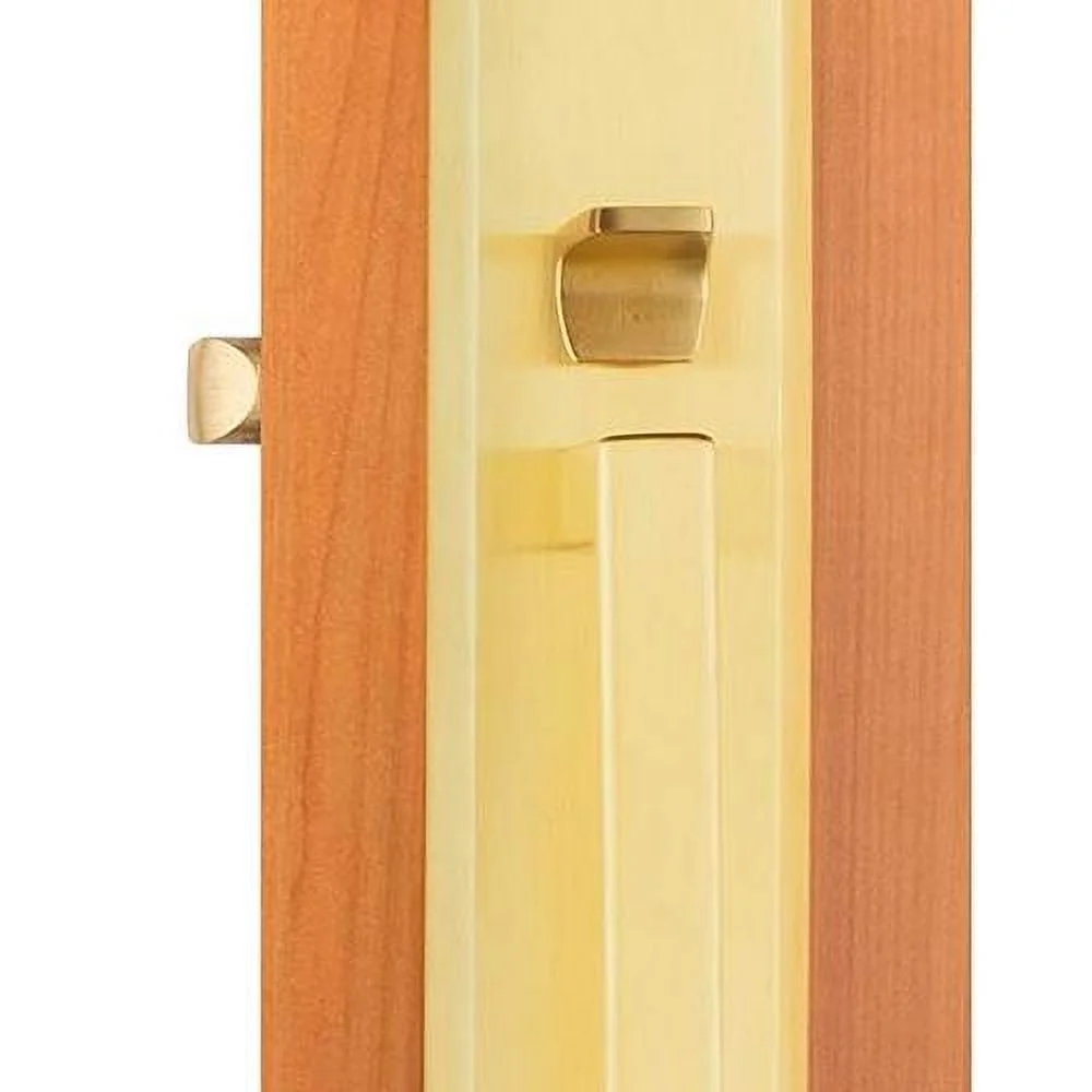 Security Premium Lumina Lever Entry Door Handle Set Brushed Brass Finish Fits 5-1/2 Inch Double Bore Doors With Adjustable Bottom Screw Hole