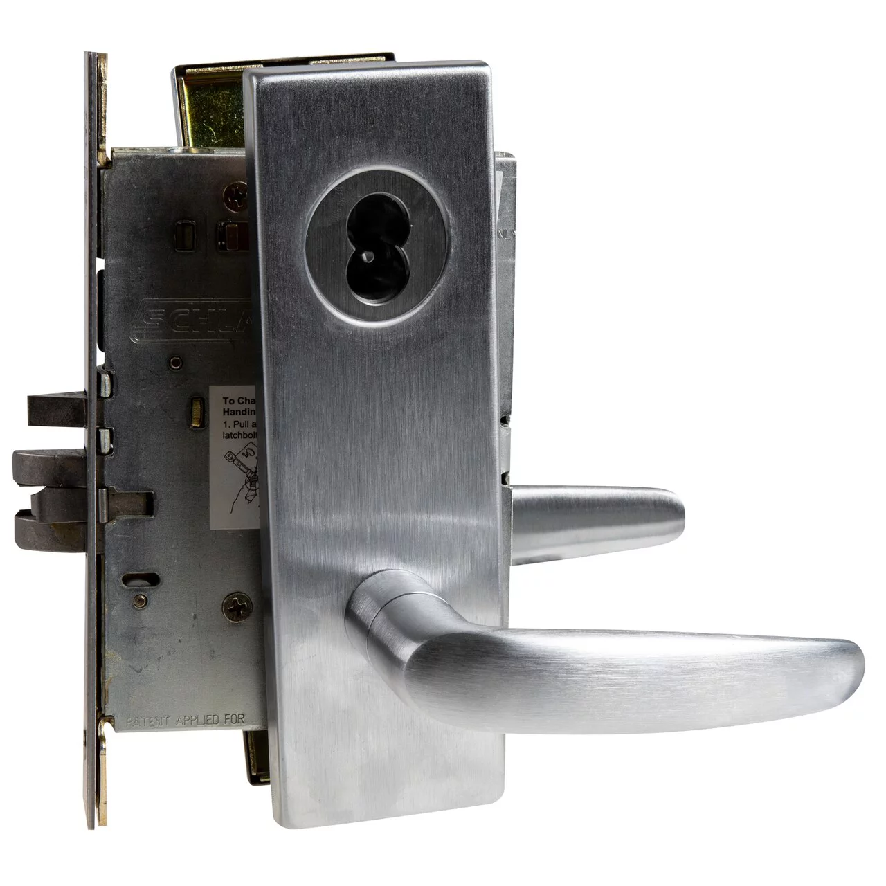 Schlage L9080J 07N 626 Grade 1 Storeroom Mortise Lock Schlage FSIC Less Core 07 Lever N Escutcheon Satin Chrome Finish Field Reversible